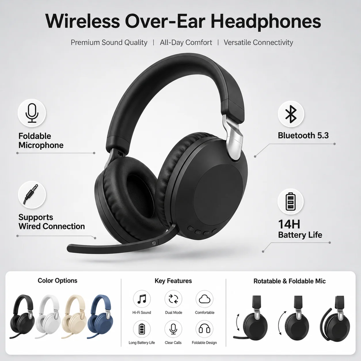 Over-Ear Gaming Headset Blueto - огляд і ціна Anc Wireless Over Ear Headphones